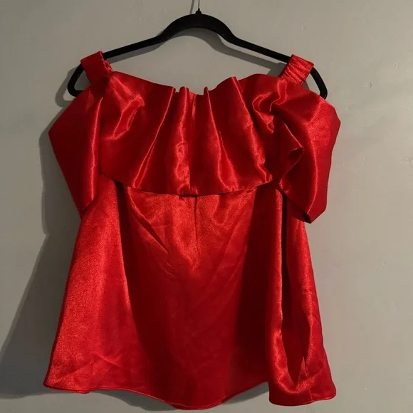 Anthropologie Mare Mare Off the Shoulder Elegant Red Bow Top New NWT - Picture 5 of 9